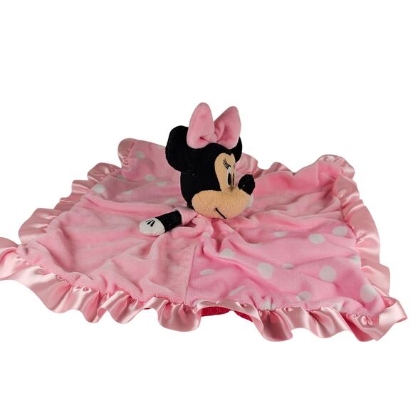 Disney Baby Minnie Mouse Lovey Pink Polka Dot Security Blanket 2012 Plush - Picture 3 of 11